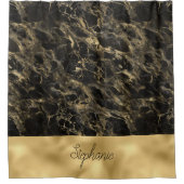 Zwarte en gouden marmeren monogram douchegordijn (Voorkant)