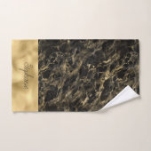 Zwarte en gouden marmeren monogram handdoek (Handdoek)