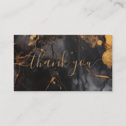 Zwarte en gouden marmerklant bedankt informatiekaartje (Voorkant)