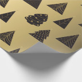 Zwarte en gouden minimalistische kerstbomen, goud cadeaupapier (Hoek)