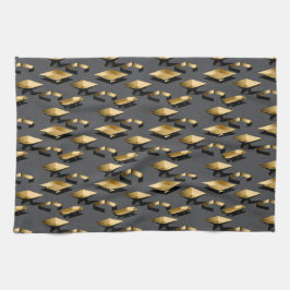 Zwarte en gouden minimalistische moderne vaartuige theedoek