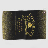 Zwarte En Gouden Moderne Afstuderen Golfhanddoek (Horizontaal)