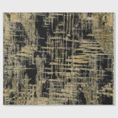 Zwarte en gouden moderne kunst cadeaupapier (Vlak)