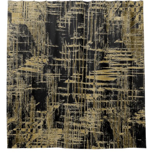 Zwarte en gouden moderne kunst douchegordijn (Voorkant)