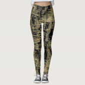 Zwarte en gouden moderne kunst leggings (Voorkant)