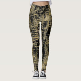 Zwarte en gouden moderne kunst leggings