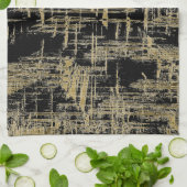 Zwarte en gouden moderne kunst theedoek (Gevouwen)