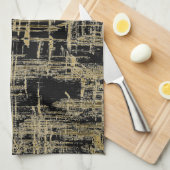 Zwarte en gouden moderne kunst theedoek (Quarter Fold)