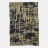 Zwarte en gouden moderne kunst theedoek (Verticaal)
