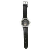 Zwarte en gouden monogram bruidsjonker horloge (Vlak)