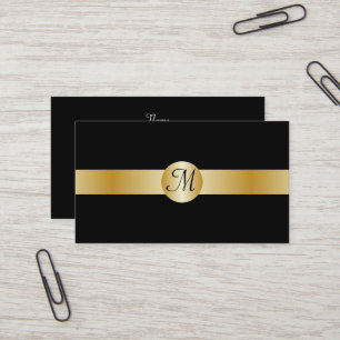 Zwarte En Gouden Monogram Zakelijke Visitekaart Visitekaartje