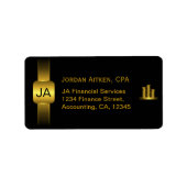 Zwarte en Gouden Munten CPA Accountant Adresetiket Etiket (Voorkant)