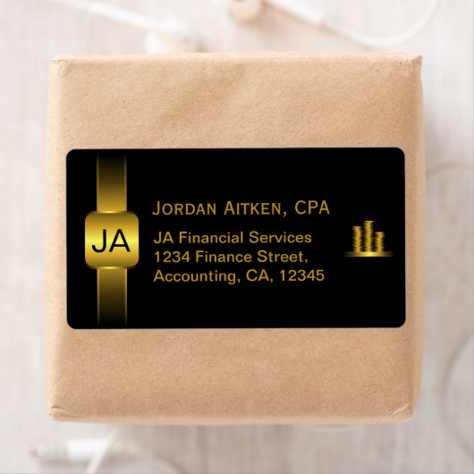 Zwarte en gouden munten CPA Accountant Large Labs Etiket (Insitu)