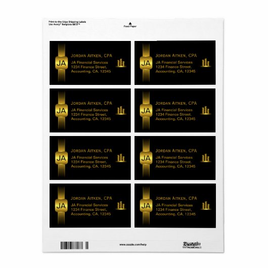 Zwarte en gouden munten CPA Accountant Large Labs Etiket (Full Sheet)