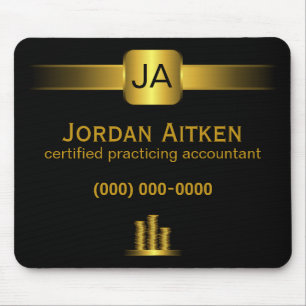 Zwarte en gouden munten CPA Accountant Mousepad Muismat