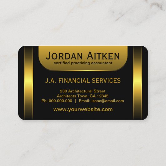 Zwarte en Gouden Munten Horizontale CPA Accountant Visitekaartje (Achterkant)