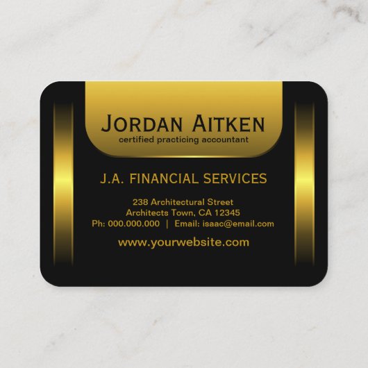 Zwarte en Gouden Munten Verticale Grote CPA Accoun Visitekaartje (Achterkant)