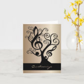 Zwarte en gouden muziek Treble Clef Tree Kaart (Gele Bloem)