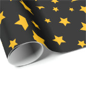 Zwarte en gouden nieuwe jaars sterren, pakpapier (Rol Hoek)