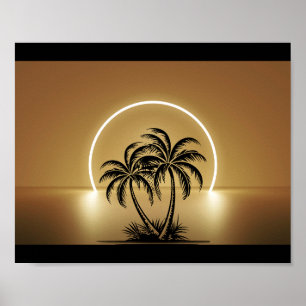 Zwarte en gouden palmboom Tropische afdrukbare kun Poster