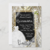 Zwarte en gouden parel Quinceañera Kaart (Voorkant)