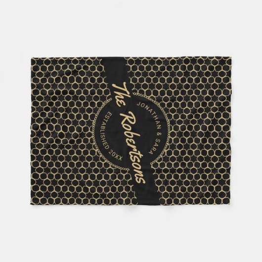 Zwarte en gouden Pas getrouwd Keepsake Christmas Fleece Deken (Voorkant (Horizontaal))