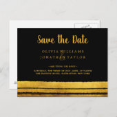 Zwarte en gouden penseelstreek Bewaar de datum Bri Aankondigingskaart (Voorkant / Achterkant)