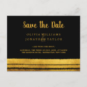 Zwarte en gouden penseelstreek Bewaar de datum Bri Aankondigingskaart (Voorkant)