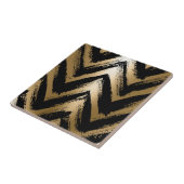 Zwarte en gouden penseelstrepen tegeltje (Zijkant)