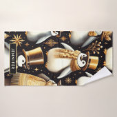 Zwarte en gouden pinguïn badhanddoek (Badhanddoek)