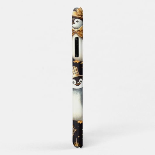 Zwarte en gouden pinguïn Case-Mate iPhone case (Achterkant/rechts)