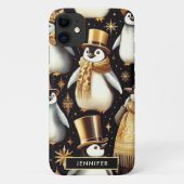 Zwarte en gouden pinguïn Case-Mate iPhone case (Achterkant)