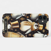 Zwarte en gouden pinguïn Case-Mate iPhone case (Achterkant (horizontaal))