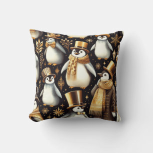 Zwarte en gouden pinguïn kussen