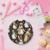 Zwarte en gouden pinguïn papieren bordje (Feest)