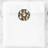 Zwarte en gouden pinguïn ronde sticker (Tas)