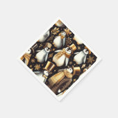 Zwarte en gouden pinguïn servet (Hoek)