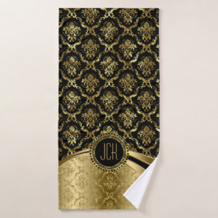 Zwarte en gouden platte maskers bad handdoek