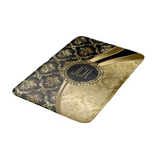 Zwarte en gouden platte maskers badmat (Gekanteld)