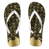 Zwarte en gouden platte maskers teenslippers (Voetbed)