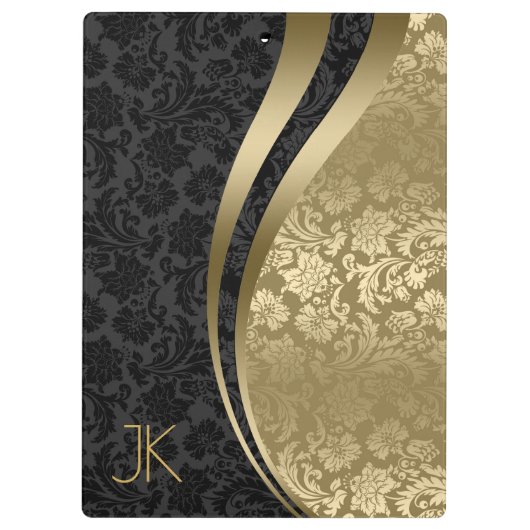 Zwarte en gouden platte, platte vlasmaskers klembord (Achterkant)