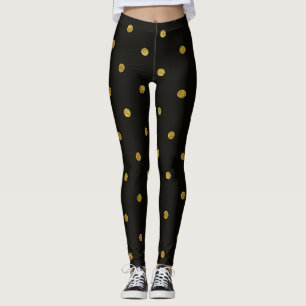 Zwarte en gouden polka stippen leggings