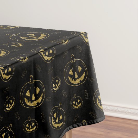 Zwarte en gouden pompoen, Halloween Table Cloth Tafelkleed (Voorbeeld)