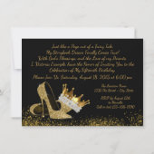 Zwarte en gouden Quinceanera-uitnodigingen Kaart (Achterkant)