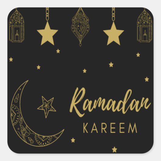 Zwarte en gouden Ramadan-kareemstickers Vierkante Sticker (Voorkant)
