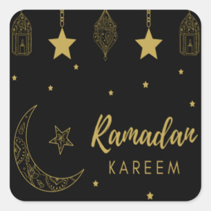 Zwarte en gouden Ramadan-kareemstickers Vierkante Sticker