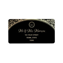 Zwarte en gouden retouradresstickers chic