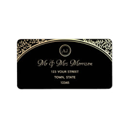 Zwarte en gouden retouradresstickers chic etiket
