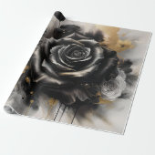 Zwarte en gouden roos cadeaupapier (Uitgerold)