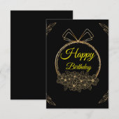 Zwarte en gouden rouwkrans verjaardagskaart kaart (Voorkant / Achterkant)
